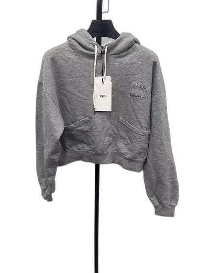 Celine Gray Long Sleeve Hooded Sweatshirt