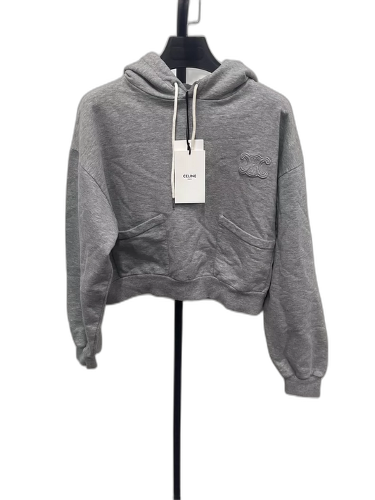 Celine Gray Long Sleeve Hooded Sweatshirt