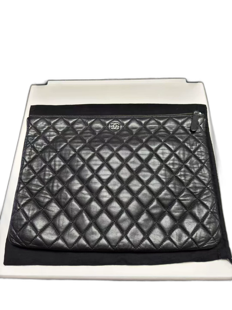 Chanel Black Lambskin Clutch Bag