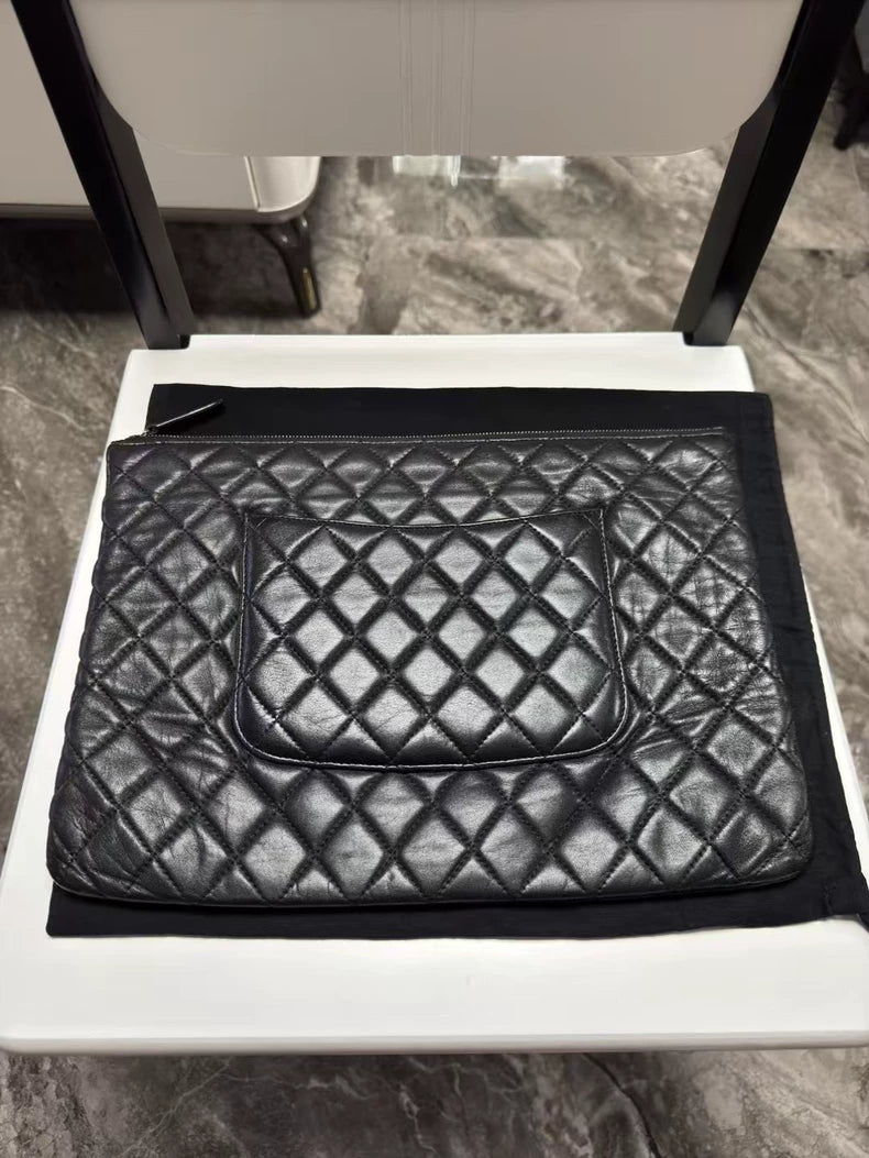 Chanel Black Lambskin Clutch Bag