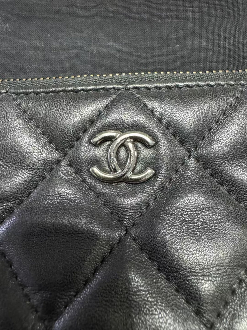 Chanel Black Lambskin Clutch Bag