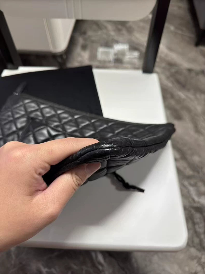 Chanel Black Lambskin Clutch Bag