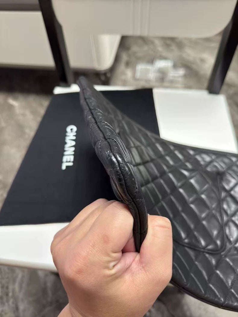 Chanel Black Lambskin Clutch Bag