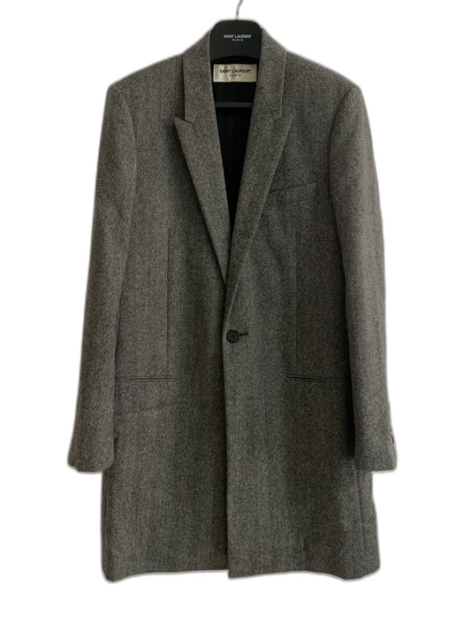 Saint Laurent Grey Herringbone Coat