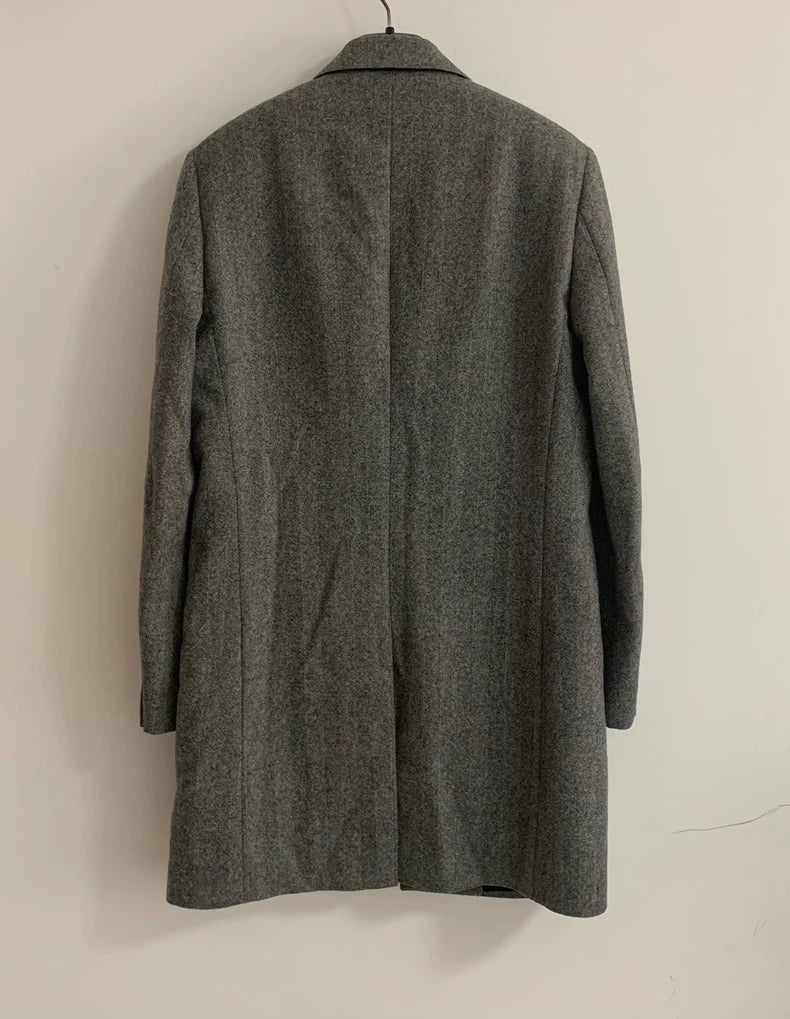 Saint Laurent Grey Herringbone Coat