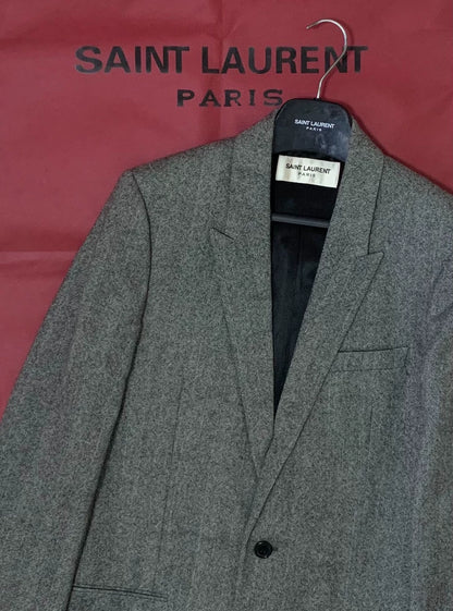 Saint Laurent Grey Herringbone Coat