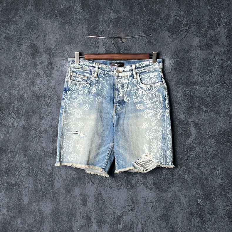 Blue Cotton Denim Shorts by AMIRI