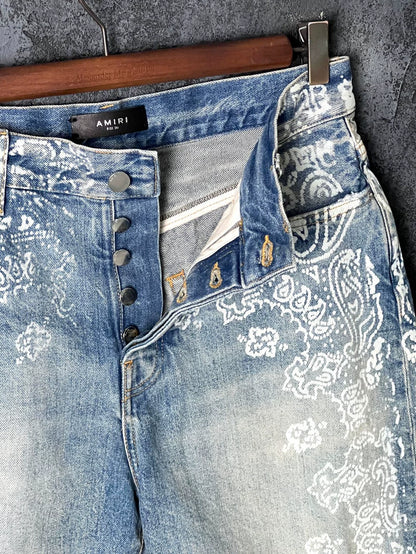 Blue Cotton Denim Shorts by AMIRI