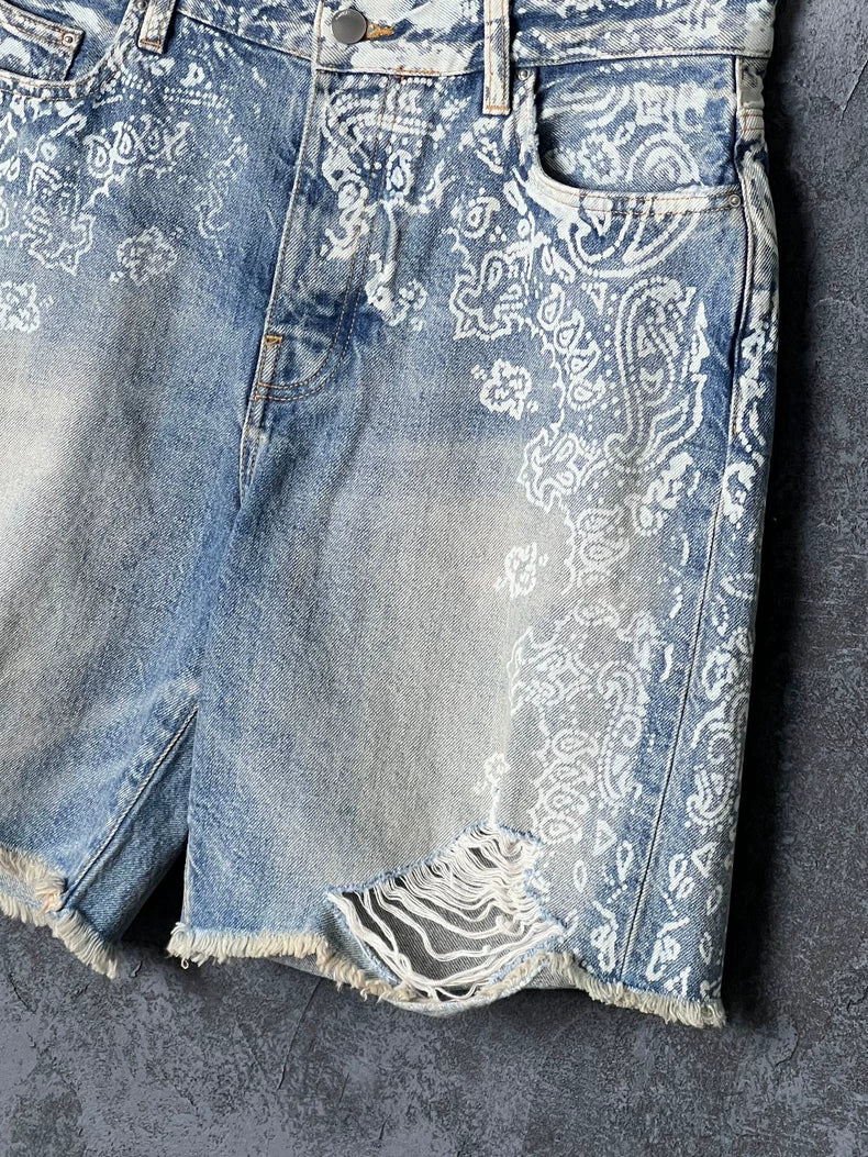 Blue Cotton Denim Shorts by AMIRI