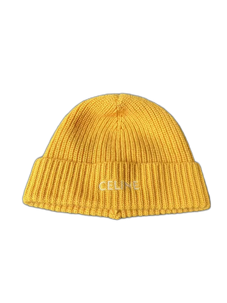 Celine Yellow Knit Beanie Hat