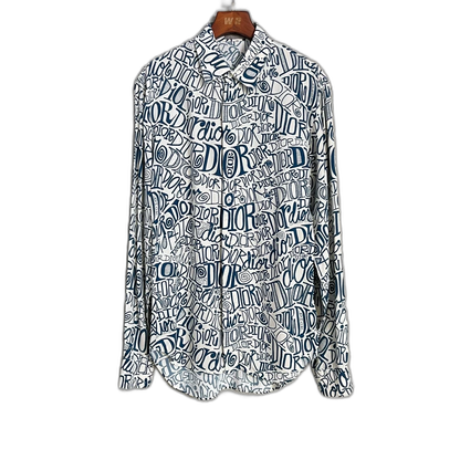 Dior x Stussy White Blue Logo Shirt