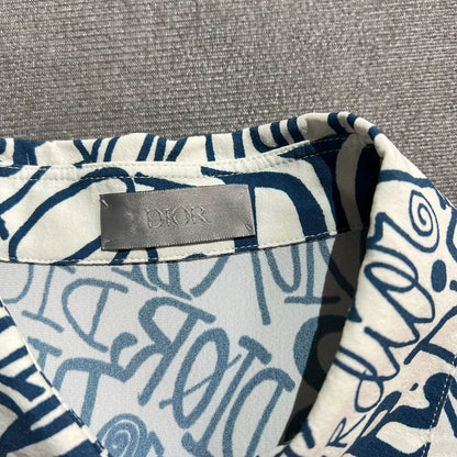 Dior x Stussy White Blue Logo Shirt