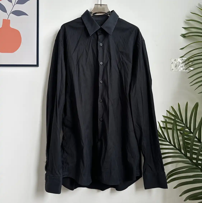 Prada Black Cotton Long Sleeve Shirt