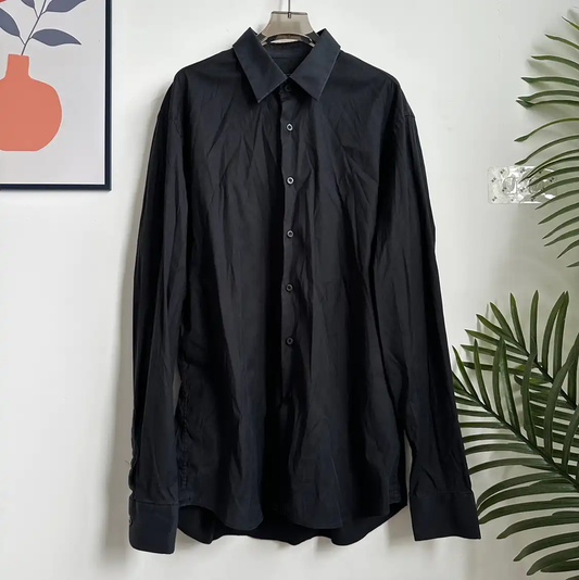 Prada Black Cotton Long Sleeve Shirt