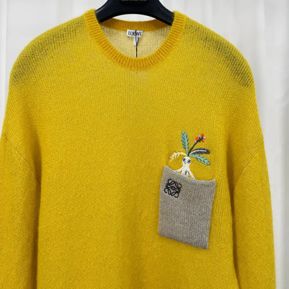 Loewe Yellow Knit Sweater with Embroidery 0089