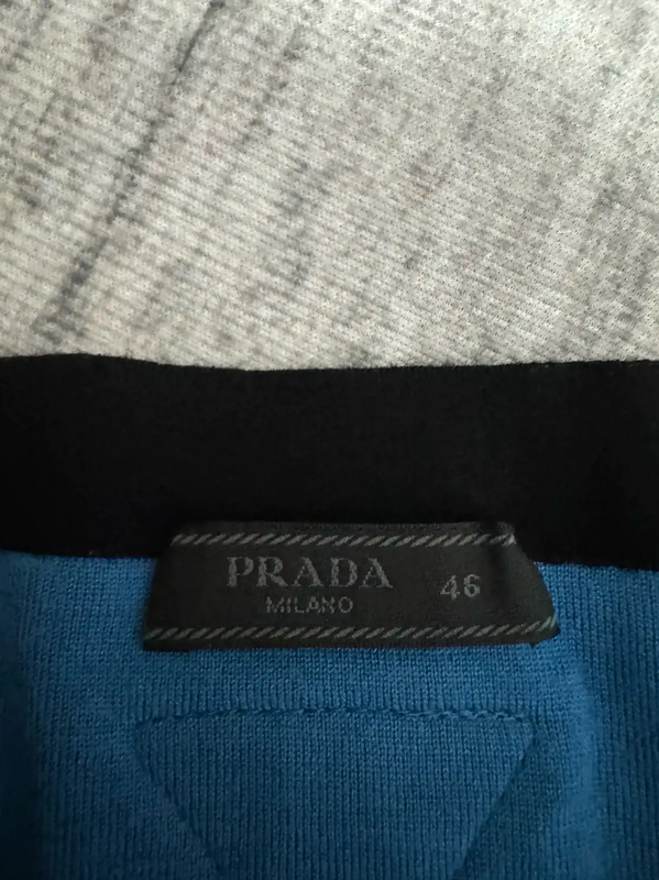 Prada Men's Navy Wool Knit Pullover with Logo