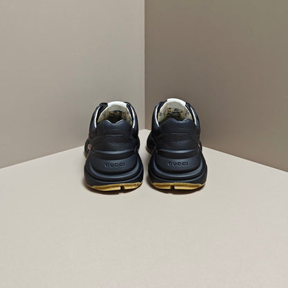Gucci Rhyton Black Leather Low-Top Sneakers 0079
