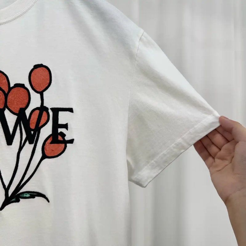Loewe Embroidered Logo White T-Shirt for Men 0089
