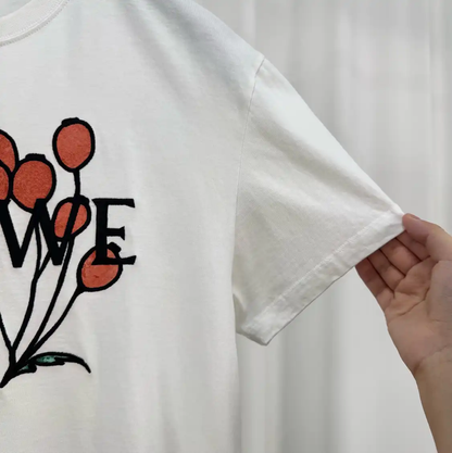 Loewe Embroidered Logo White T-Shirt for Men 0089