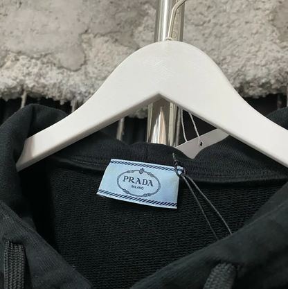 Prada Black Cotton Long Sleeve Hoodie