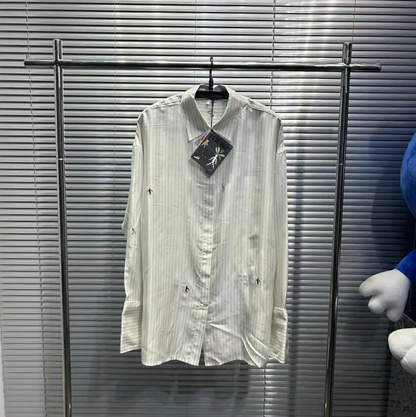 Loewe Men's Silk Embroidered Long Sleeve Shirt 0089