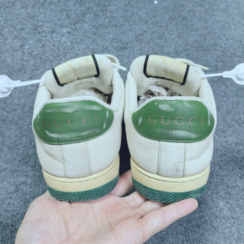 Gucci Screener Dirty Sneakers in Green and Beige 0079
