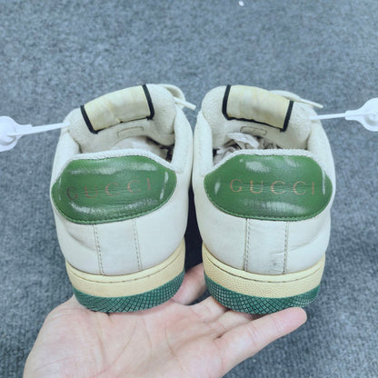 Gucci Screener Dirty Sneakers in Green and Beige 0079