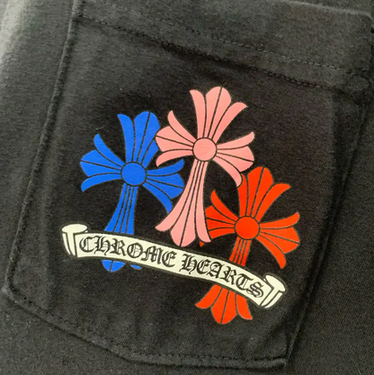 Chrome Hearts Black Cotton T-Shirt with Floral Design 0089