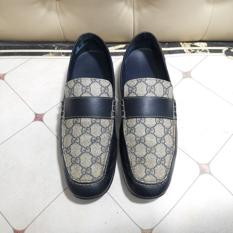 Gucci Blue GG Print Leather Loafers 0079
