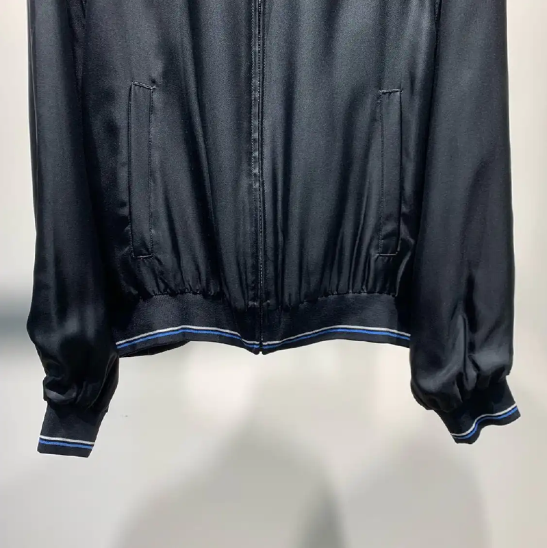 Prada Black Men's Jacket with Blue Stripes