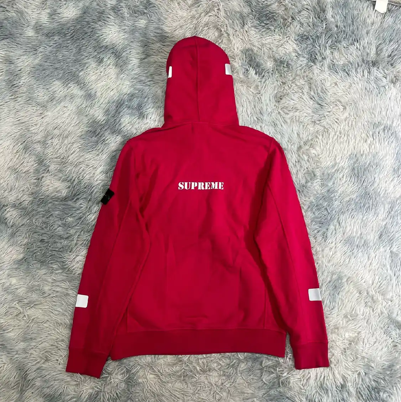 Stone Island Red Cotton Hoodie for Men 0089