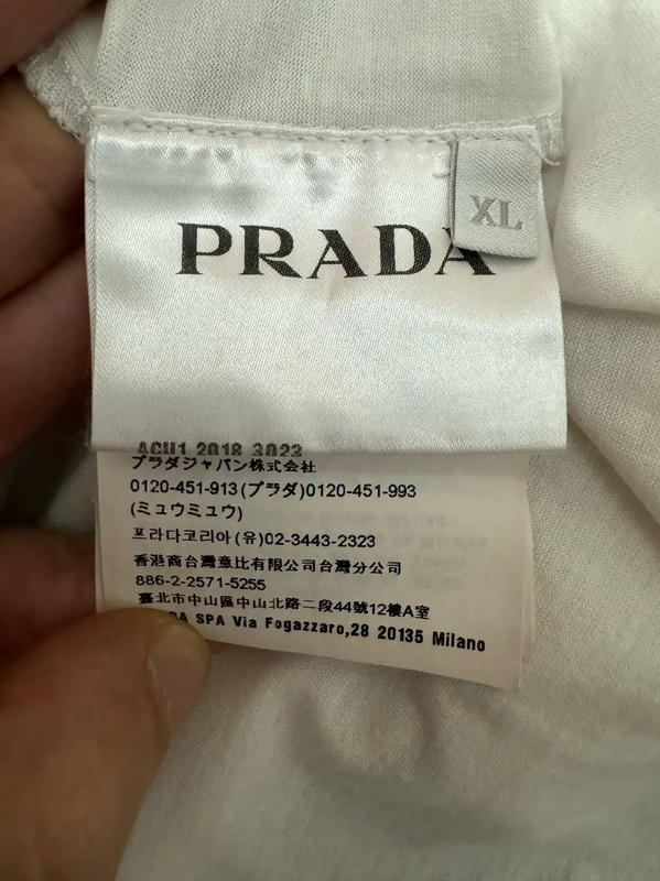 Prada White Cotton Logo Embroidered T-Shirt