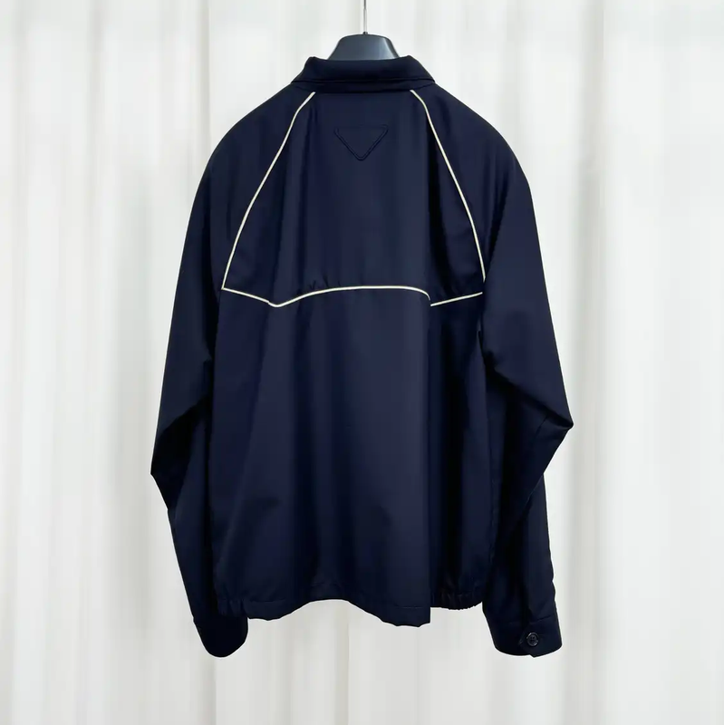 Prada Men's Long Sleeve Navy Wool Jacket