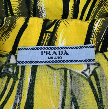 Prada Yellow Banana Print Short Sleeve Shirt