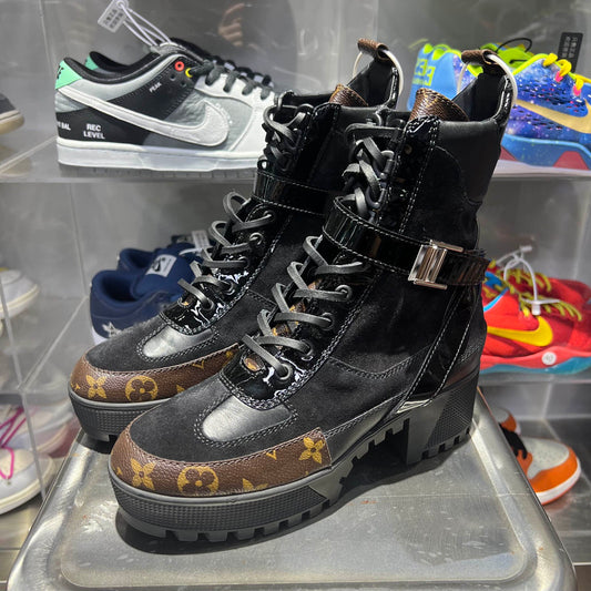 Louis Vuitton Black Monogram Mid-Calf Martin Boots 0079
