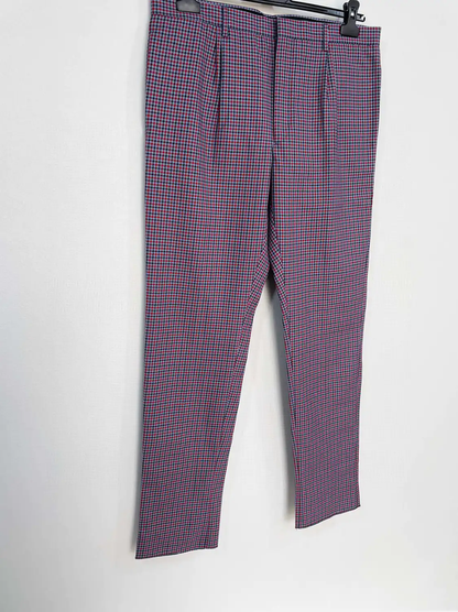 Prada XL Purple Wool Checkered Trousers
