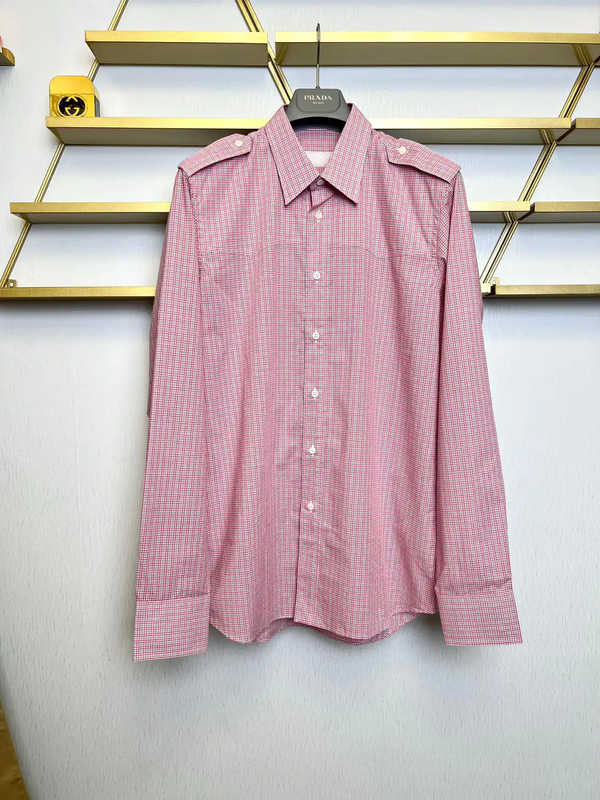 Prada Pink Long Sleeve Cotton Shirt for Men
