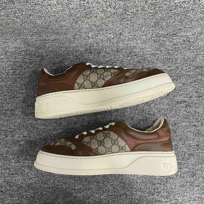 Gucci Brown Canvas Lace-Up Stylish Sneakers 0079