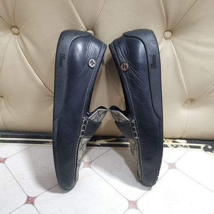 Gucci Blue GG Print Leather Loafers 0079