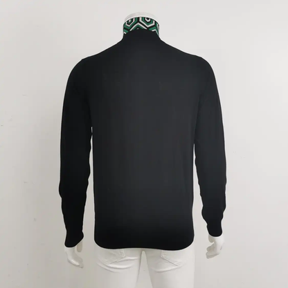 Prada Black Wool Logo Knit Pullover for Men