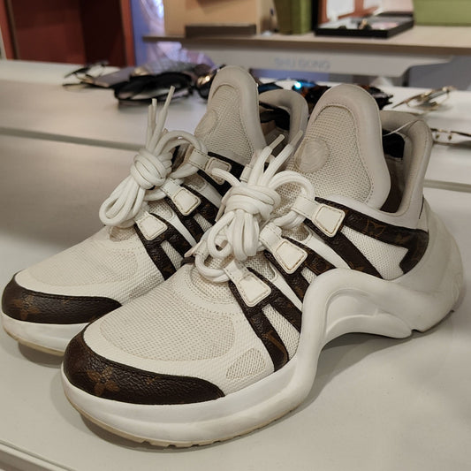 Louis Vuitton White Brown Sports Sneakers 0079