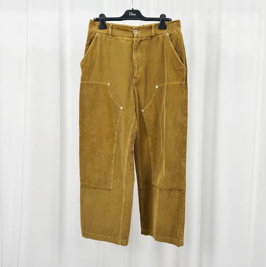 Loewe Brown Striped Cotton Blend Casual Trousers 0089