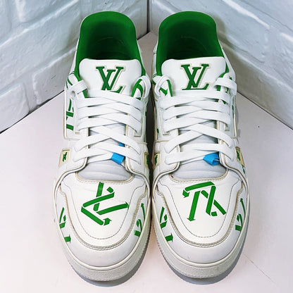 Louis Vuitton Green White Trainer Low-Top Sneakers 0079