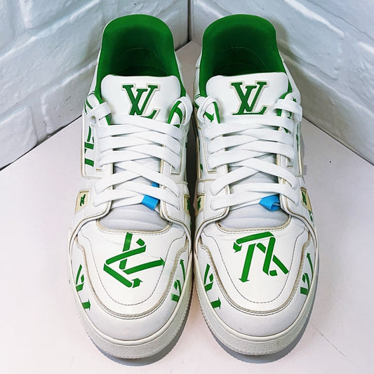 Louis Vuitton Green White Trainer Low-Top Sneakers 0079