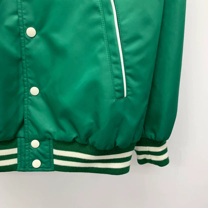 Celine Green Striped Embroidered Baseball Jacket