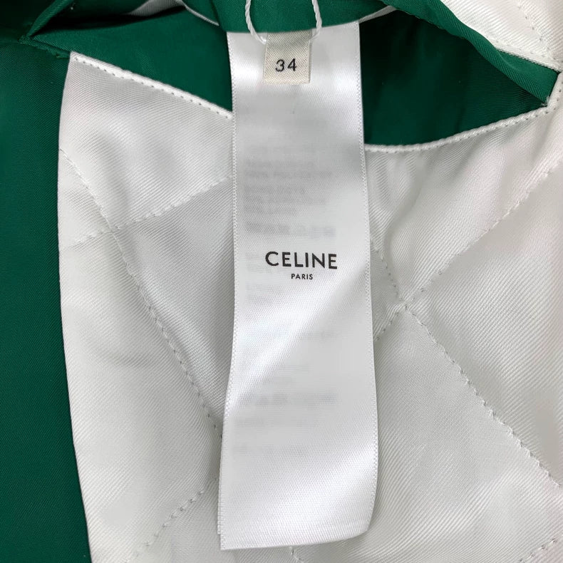 Celine Green Striped Embroidered Baseball Jacket