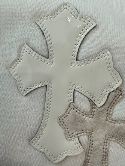 Chrome Hearts White Cross Leather Patches Sweatshirt-yf