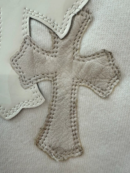 Chrome Hearts White Cross Leather Patches Sweatshirt-yf
