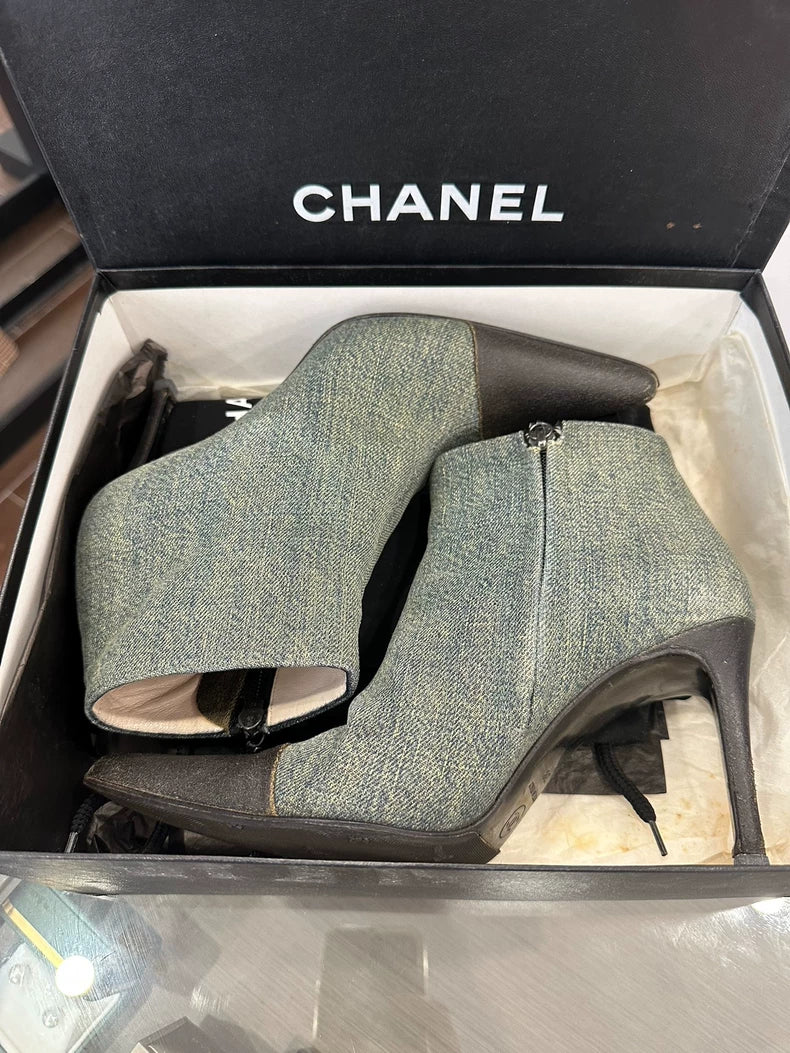 Chanel Denim Short Boots for Women