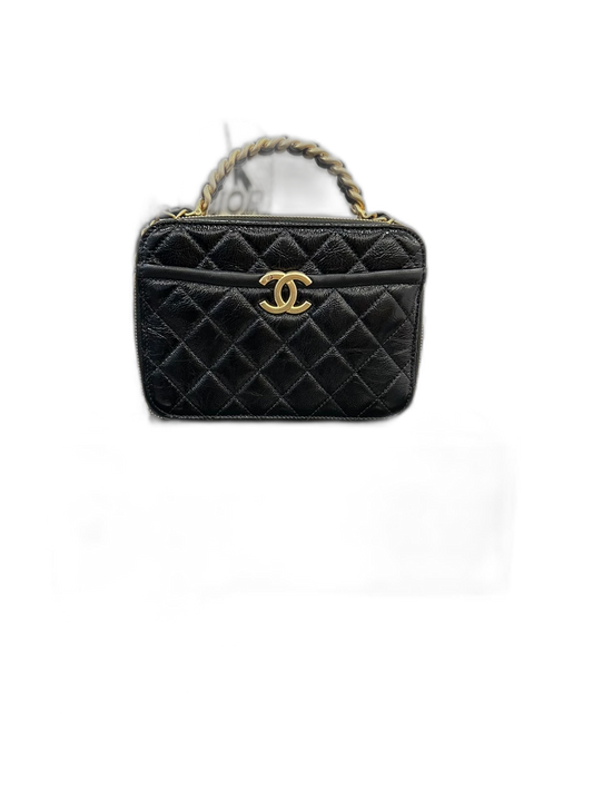 Chanel Black Gold Camera Bag with Handle